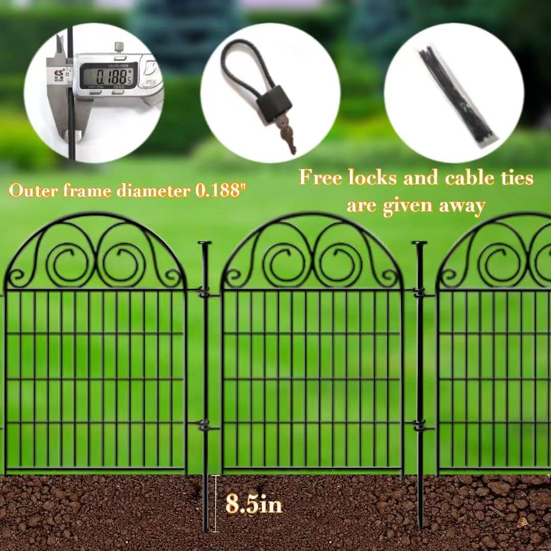 Getlay Tall Garden Fence Animal Barrier with Gate, 40 in(H) 12 Panels Garden Fences and Borders for Dogs, Dog Fence Outdoor for Yard, Total Length 26.2 Ft Metal Temporary Fencing│Patented