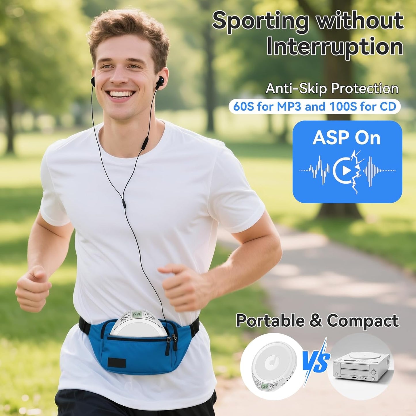 KOVCDVI Discman Portable CD Player with Headphones CD Player Portable for Car with Anti-Skip & Shockproof,CD with LCD