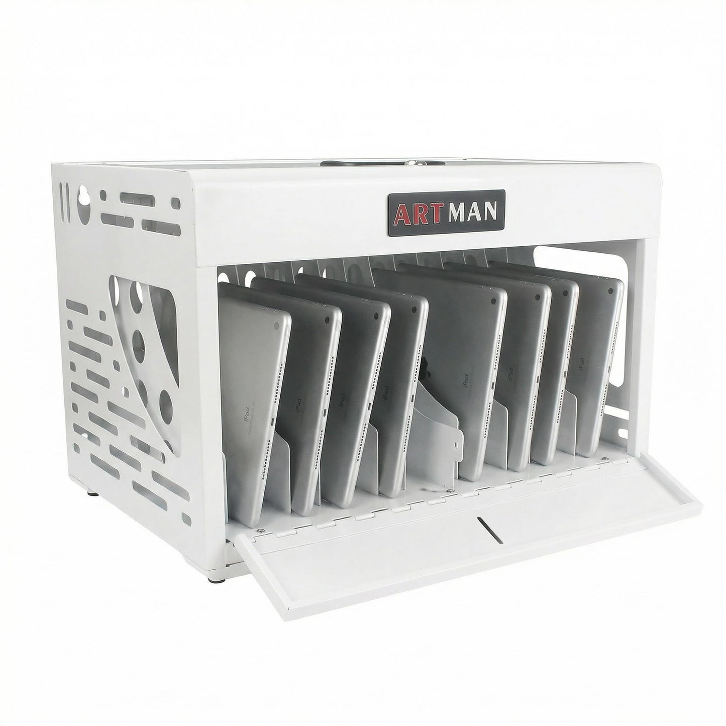 16 Device Charging Station for Laptops/Tablets/iPads/Chromebooks,16 Bay Wall-Mount Lockable Charging Cabinet with Cable Management & Power Organization,Fully Assembled Storage Cart (16 Bay-White)