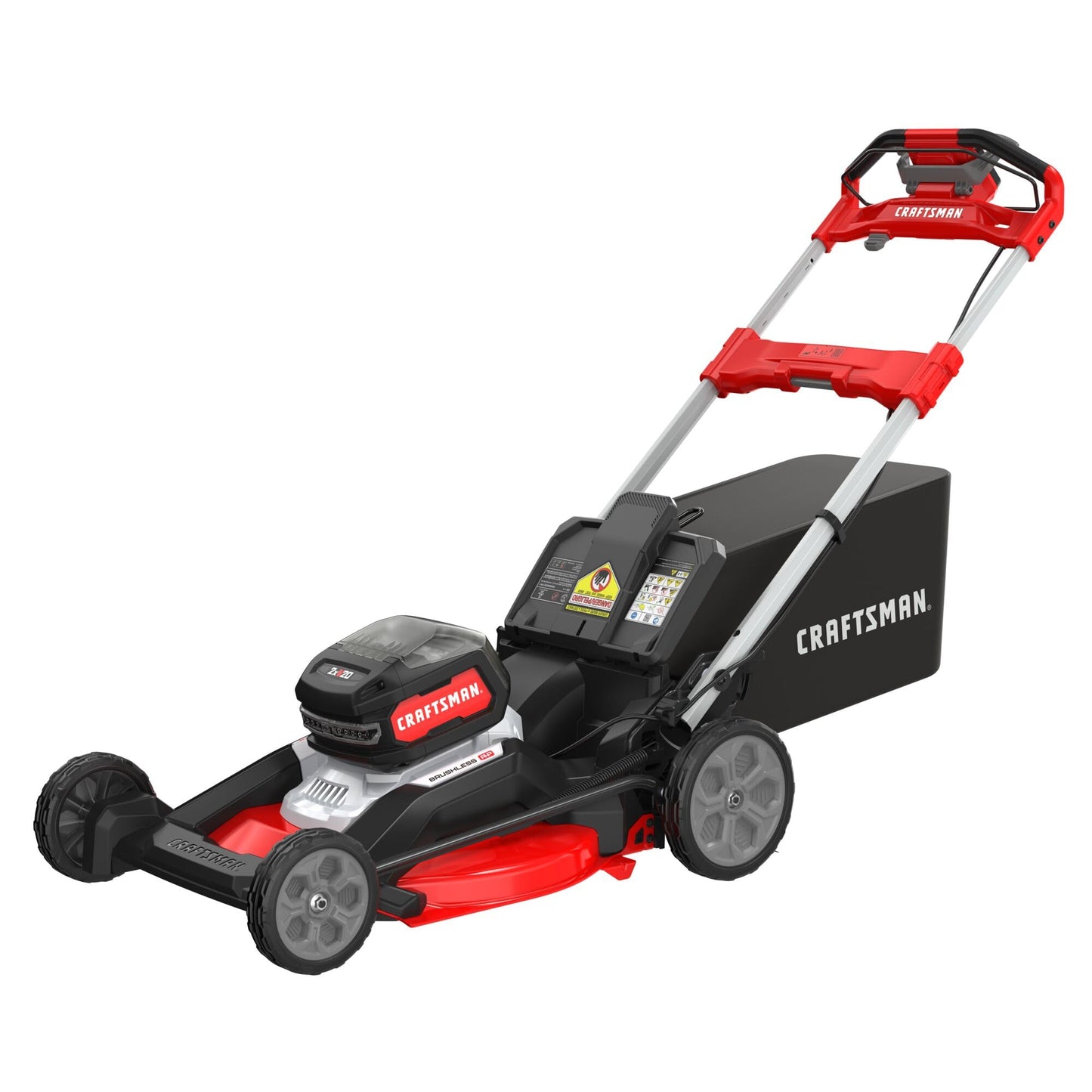 CRAFTSMAN V20 BRUSHLESS RP 21 in Rear Wheel Driver Mower, 2 x 9Ah Batteries and 2 Chargers Included, Up to 70 Min of Runtime, Self-Propelled, LED Headlights, Dual Blades (CMCMWSP320X2)