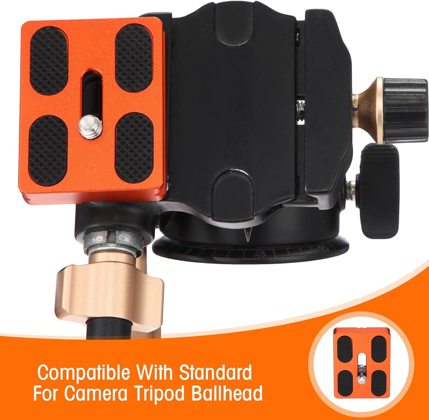Frienda 2 1/4''-20 Head(Orange,Pu50) Pieces Metal Quick Release Plate with Camera Screw Tripod Mount Plate Fits