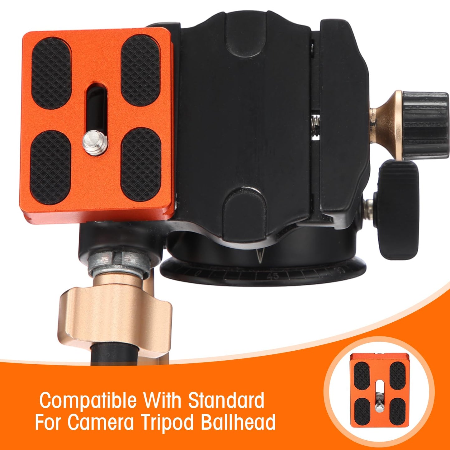 Frienda 2 Pieces Metal Quick Release Plate with 1/4''-20 Camera Screw Tripod Mount Plate Fits Standard for DSLR Camera Tripod Ball Head(Orange,Pu50)