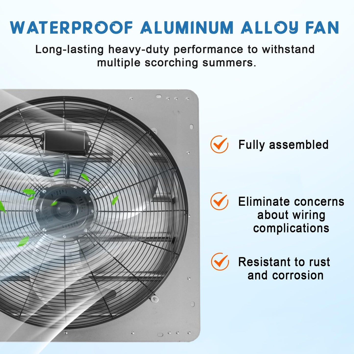 PioneerWorks Heavy Duty Aluminum Shutter Exhaust Fan 24 Inch – 3500 CFM, High Speed, Automatic Shutter, Low Noise – Wall Mount Ventilation for Garage, Attic, Workshop, Greenhouse, Industrial Cooling