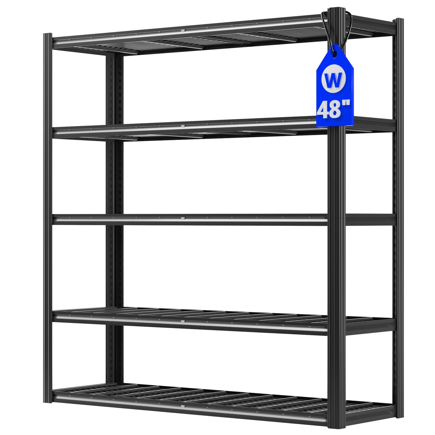 Durstruct 5 Tier Heavy Duty Metal Storage Rack, 48”W x 24”D x 72”H, Adjustable Shelving Unit with 3000 LBS Total Load Capacity, for Warehouse, Garage, Kitchen, Bathroom,Industrial