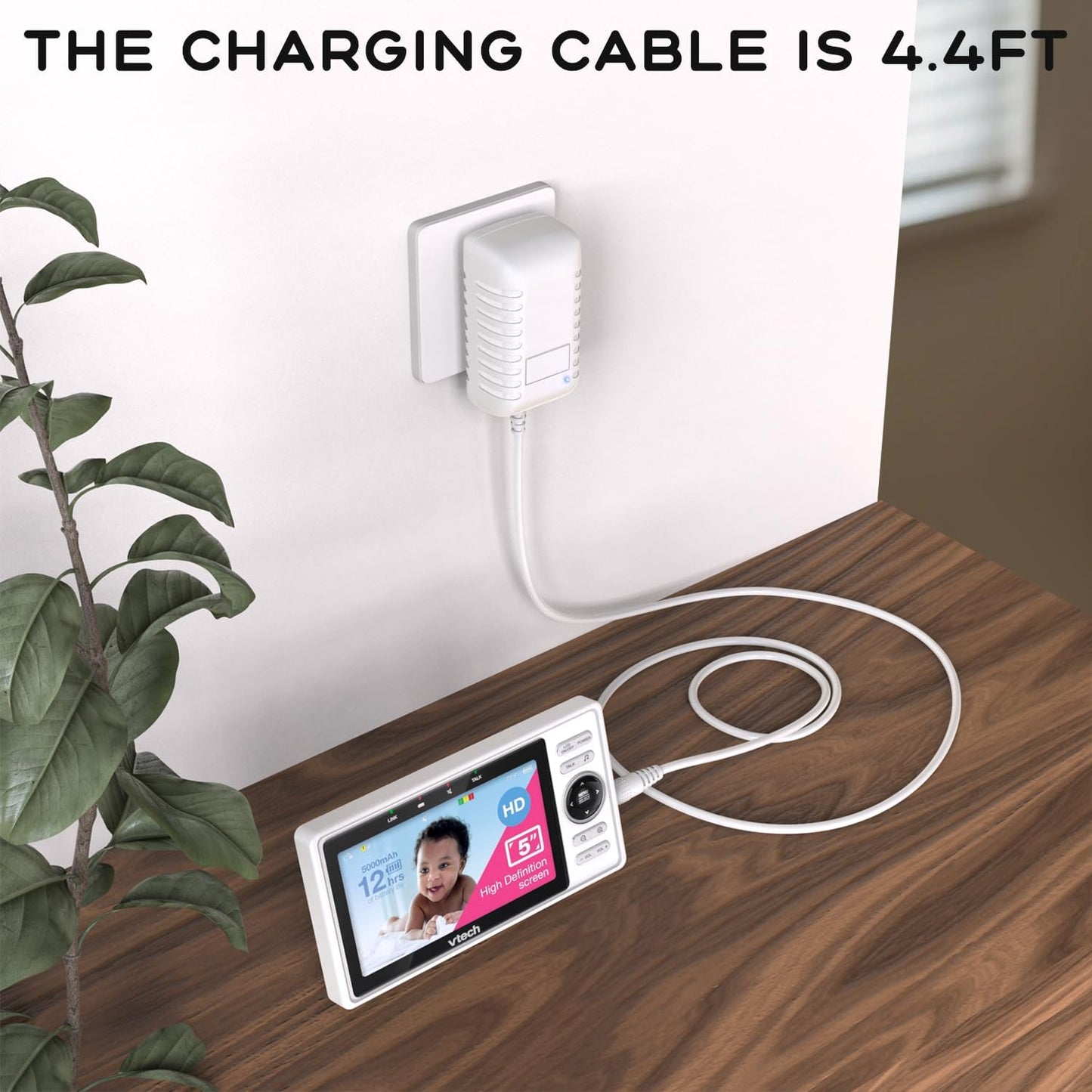BOEEA 5V VM901 VM919HD VM919-2HD VM819 VM819-2 5Ft Power Cord Compatible with VTech PU Baby Monitor Handheld Screen