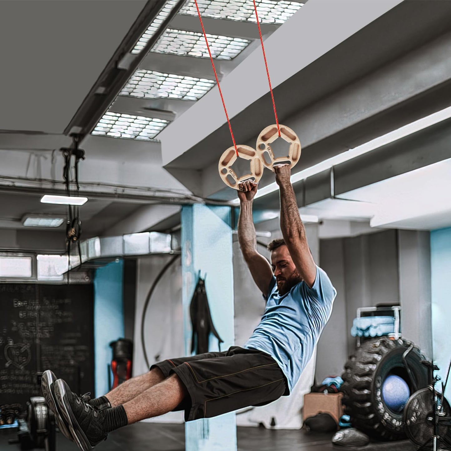 TWO STONES Portable Hangboard Rock Climbing, Pull Up Rings as Portable Rock Climbing Training Board with Pockets and Edges for Rock Climbers