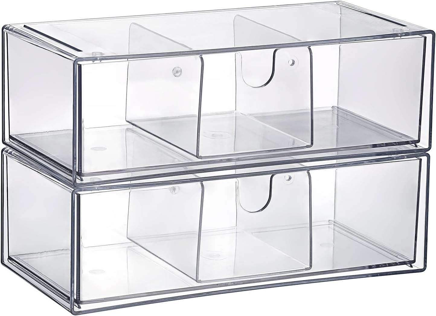 2 Pack 9V, 2-Drawer Common BTSKY Clear Acrylic Battery Storage Organizer for AA, AAA, C, D Batteries, Storage Box