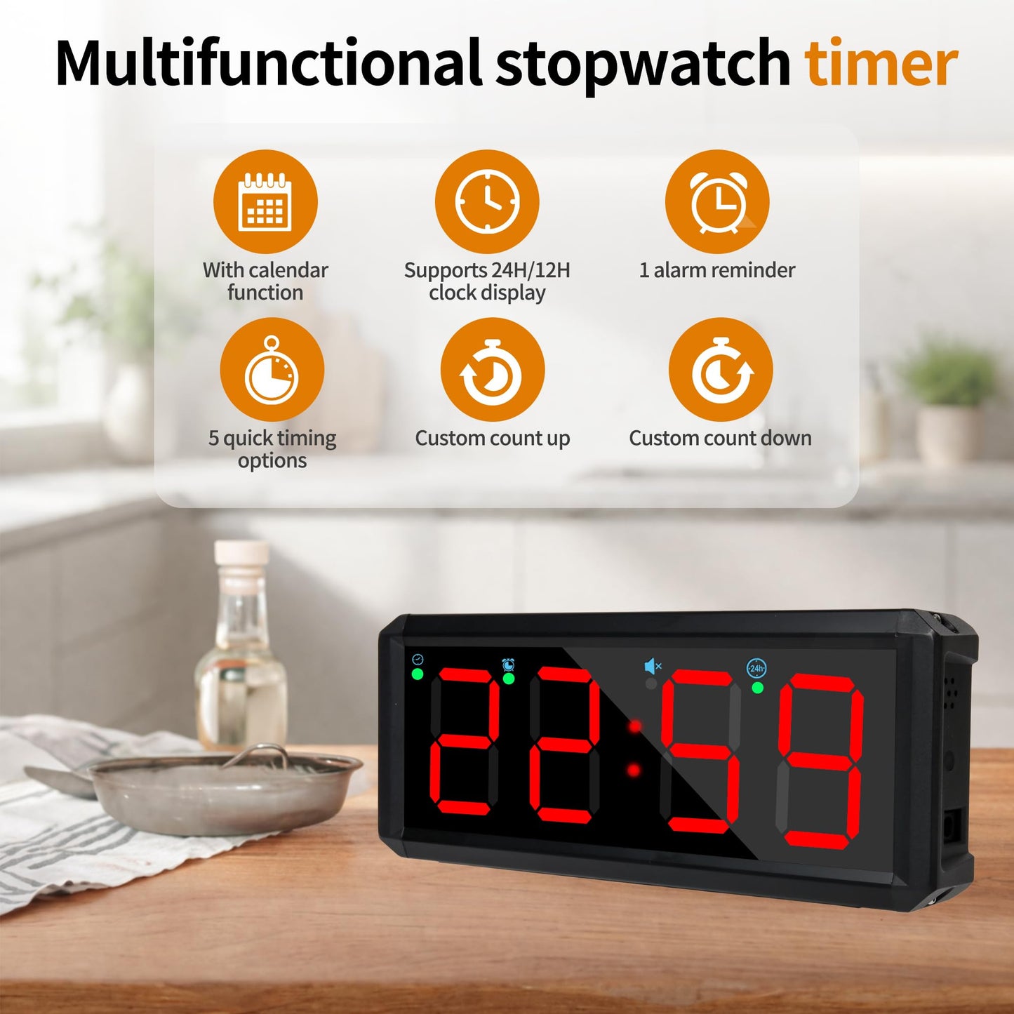 SMAHEAT 2.1-inch 4-Digit Quick Stopwatch Timer, Suitable for Fitness Training, Event Timing, Study and Daily Office use