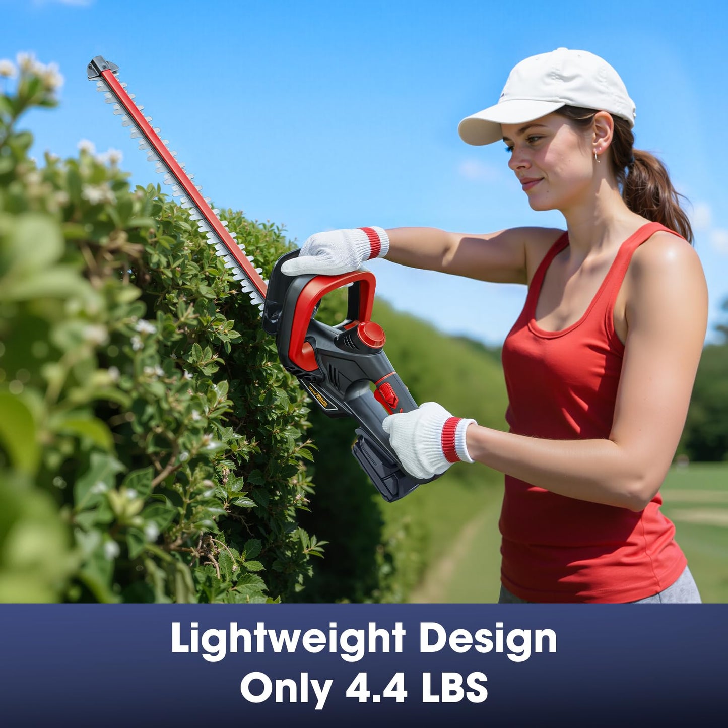 Hedge Trimmer for Milwaukee 18V Battery, Cordless Hedge Trimmer with 22'' Dual-Action Blade and Safety Lock,1600PRM, 3/5'' Cutting Width(Battery Not Included) (Red)