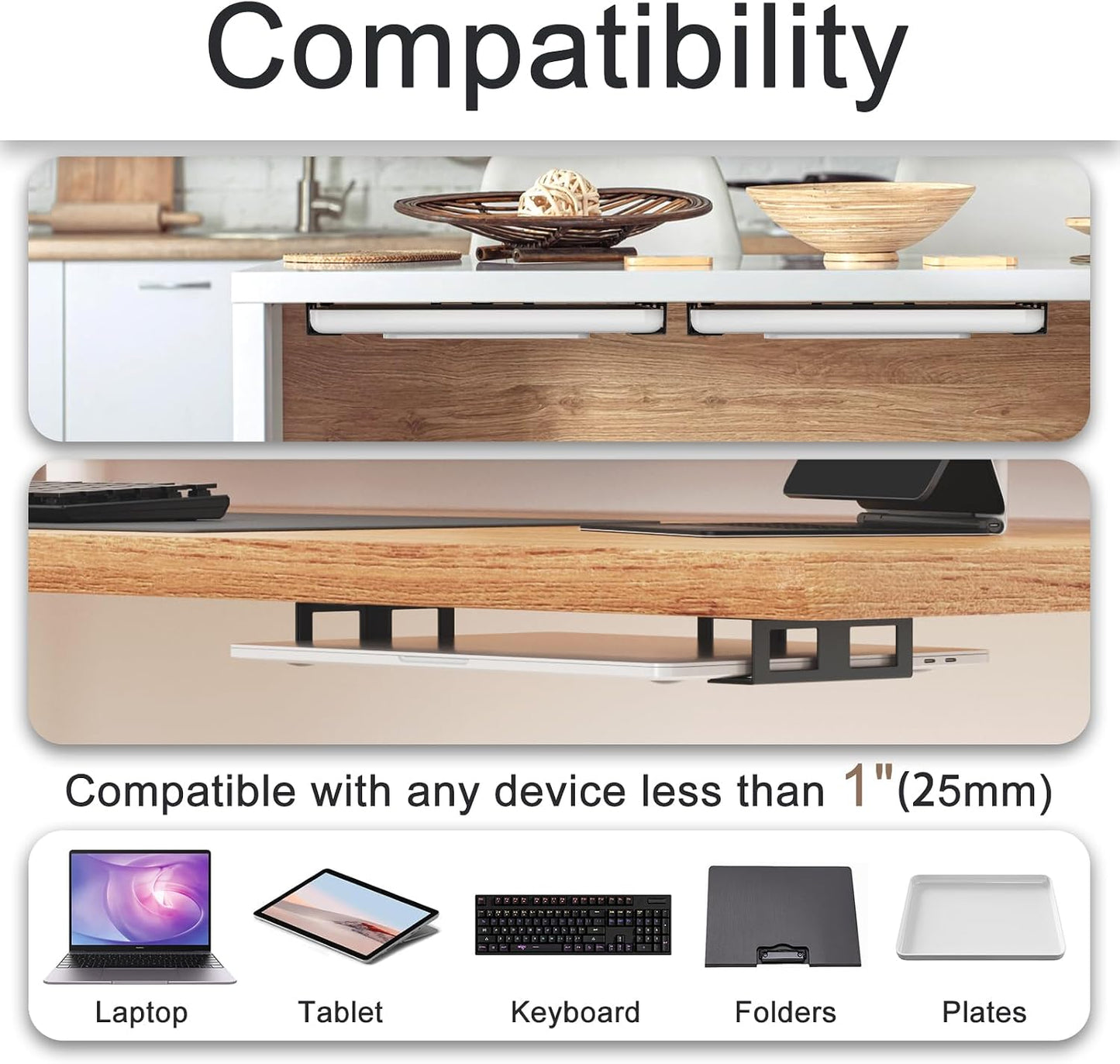 Joythink 3 Universal Under Desk Metal Mount Laptop Holder Tray with Anti-Scratch Under Table Hidden Docking Station