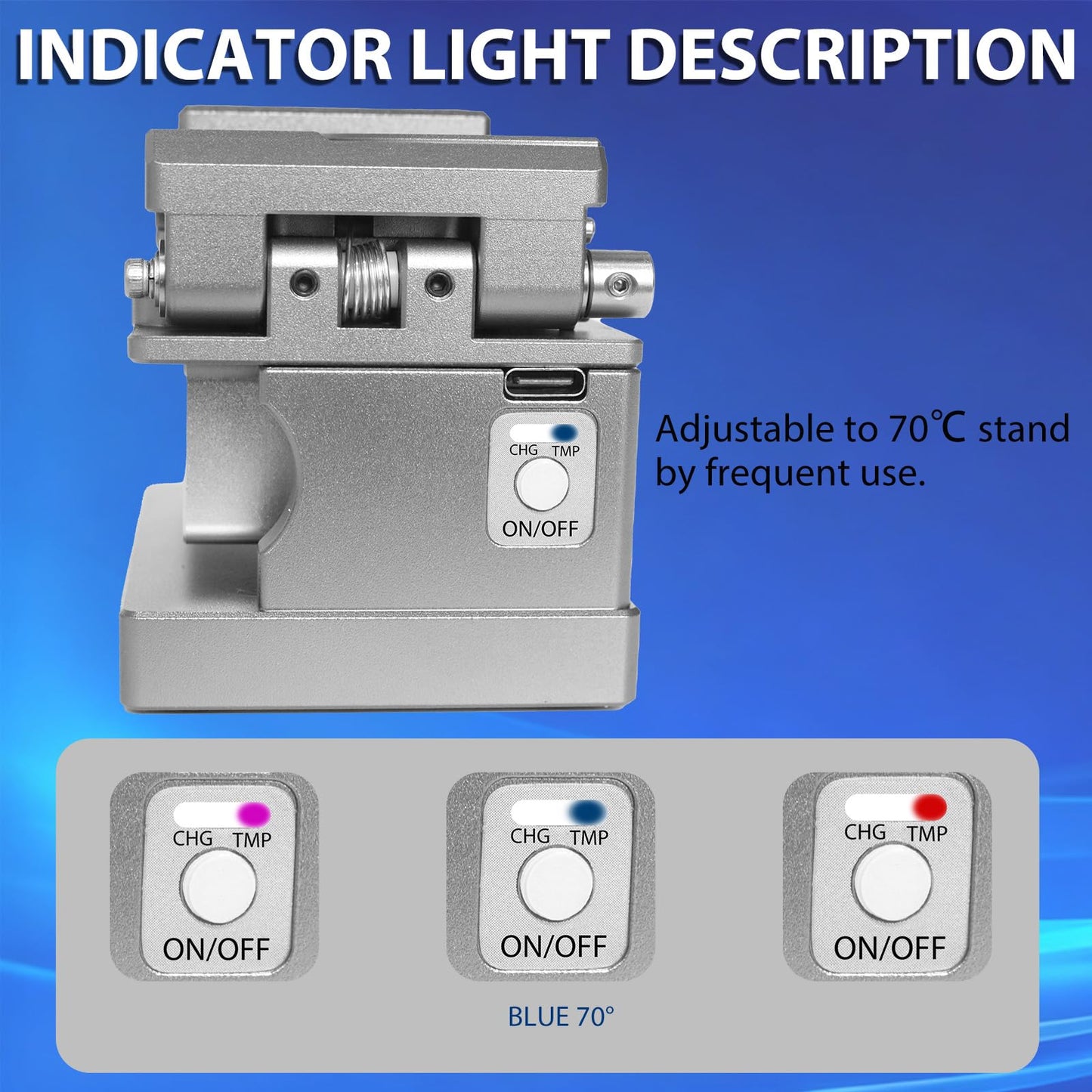 Optical Fiber Cleaver,Fiber Optic Stripper for Ribbon or Simplex Fiber,2 in 1 Stripping and Cutting,Optic Cutter Cleaver Fiber with 16-Port Blade,Automatic Heating Stripping Tool for 1-12 Strands