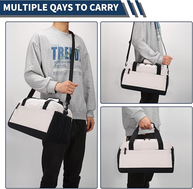 Small Gym Bag with Wet Pocket - 14 inch Mini Duffle Bag for Men & Women Lightweight Carry On Bag for Travel Sport - Beige