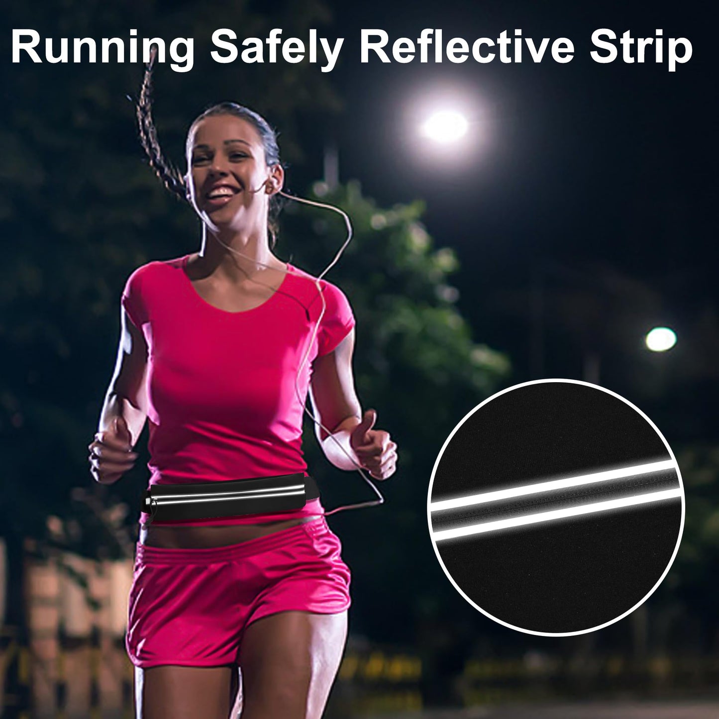 Jealkip Running Belt Fanny Pack for Men and Women Slim Running Bag Phone Holder Runner Money Belt Running Essentials Workout Fitness Black