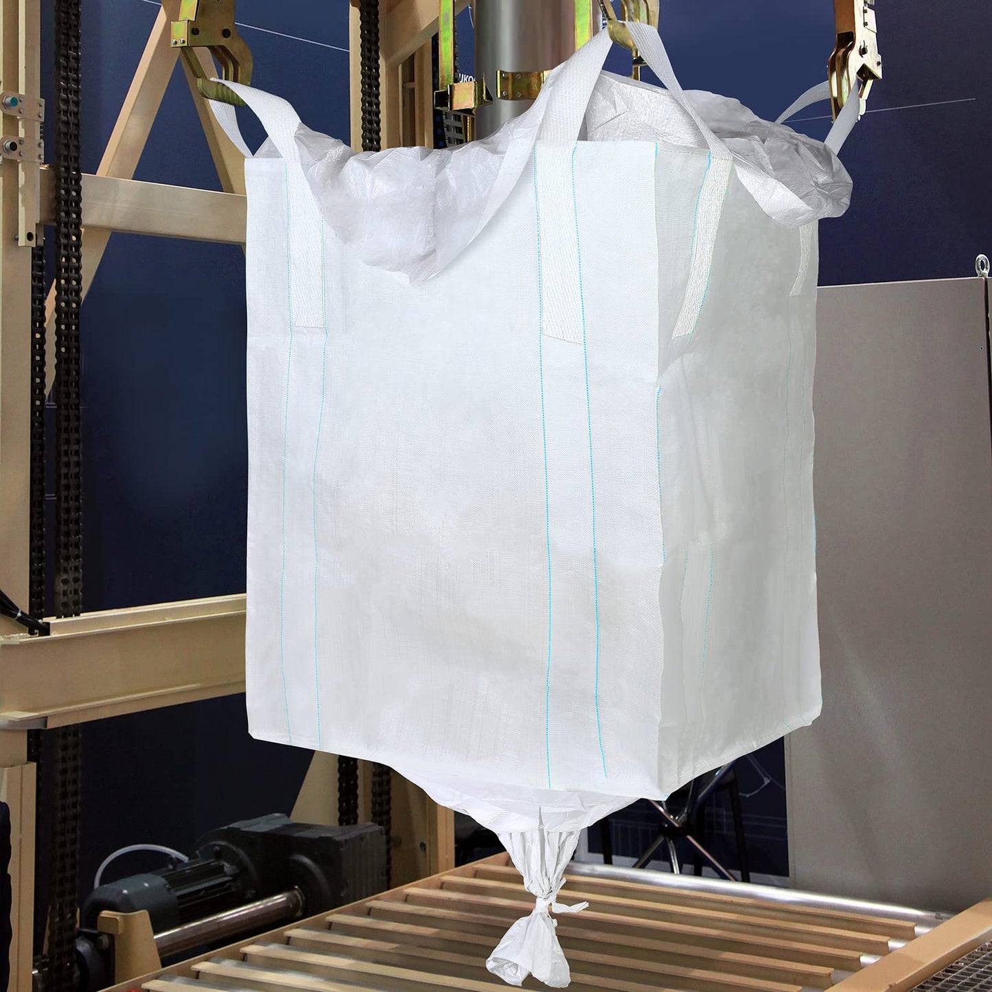 Hoolerry 1 Pcs FIBC Bag Bulk Sack Bulk Bag for Construction Dumpster Sand 1 Ton 3300lbs 35x35x43 in Heavy Duty Large Sand Sacks with Duffle Bottom and Handle for Industrial Transport