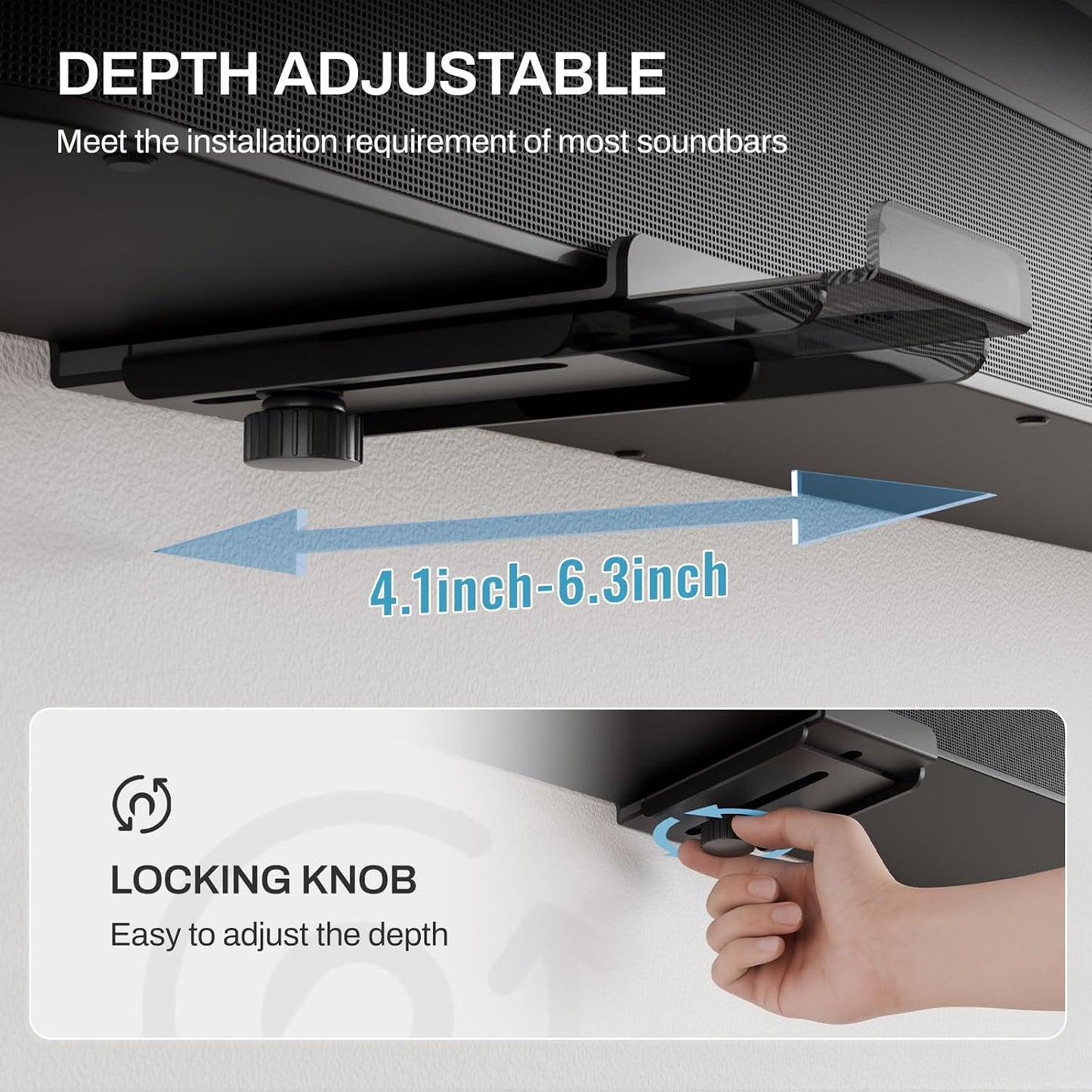 AONAYIOA 4.1"-6.3",Hold 40 lbs Soundbar Wall Mount Bracket with Anti-Scratch Foam Pads for Samsung, LG, Sony, Vizio