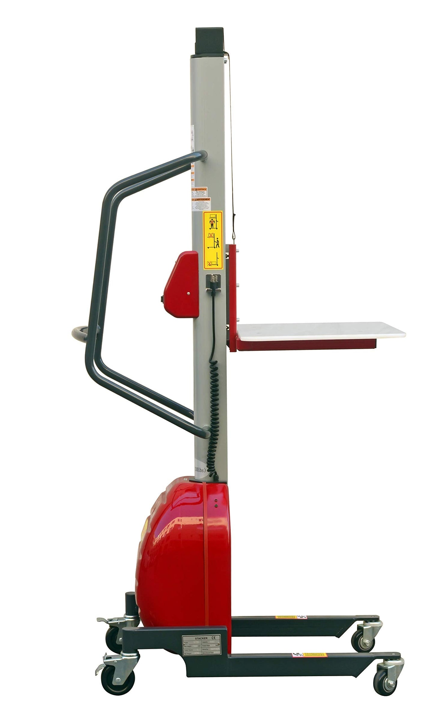 Electric Lift Work Positioner Truck, 330 lbs Capacity, 59" Lift Height, Belt Pulling System, Steel, Lightweight, Quiet and Easily Maneuverable (330lb 59" Raised Platform Height)