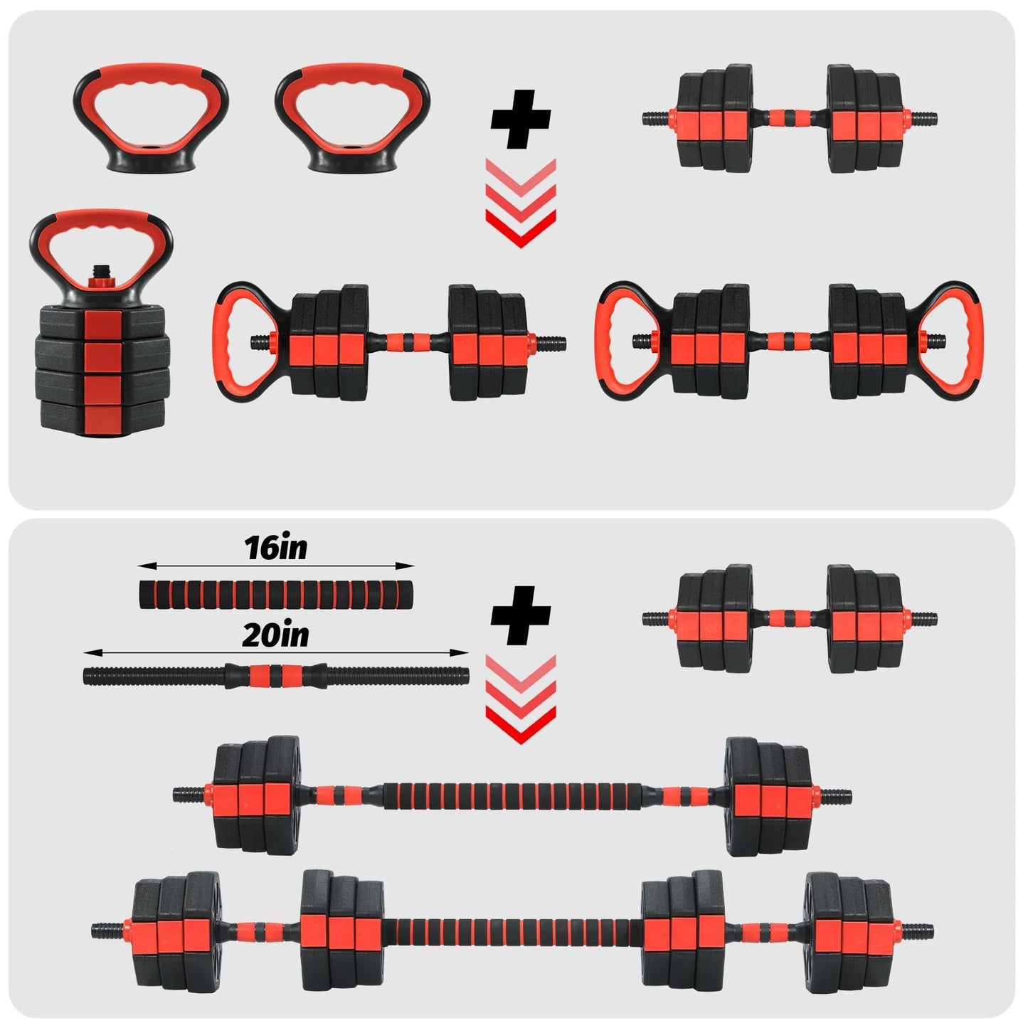 Adjustable Dumbbells, 44/66/88Lbs Free Weight Set with Connector, 4 In1 Weight Dumbbell Set Used As Kettlebells, Barbell, Push Up Stand, Fitness Exercise for Home Gym Suitable Men/Women
