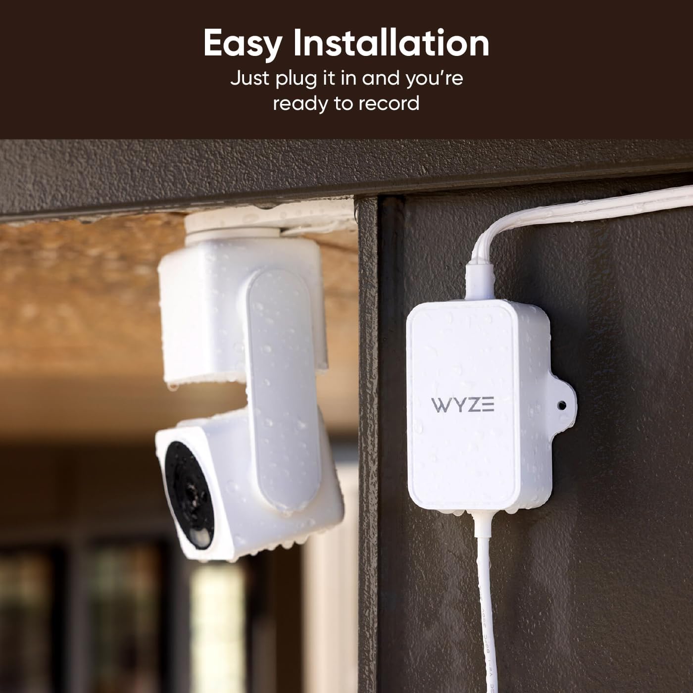 WYZE 20FT v4/v3, v4/OG/v3 IP67 Outdoor Power Adapter for Pan Cam Pro/Duo Cam Pan - No Drill Installation, Waterproof