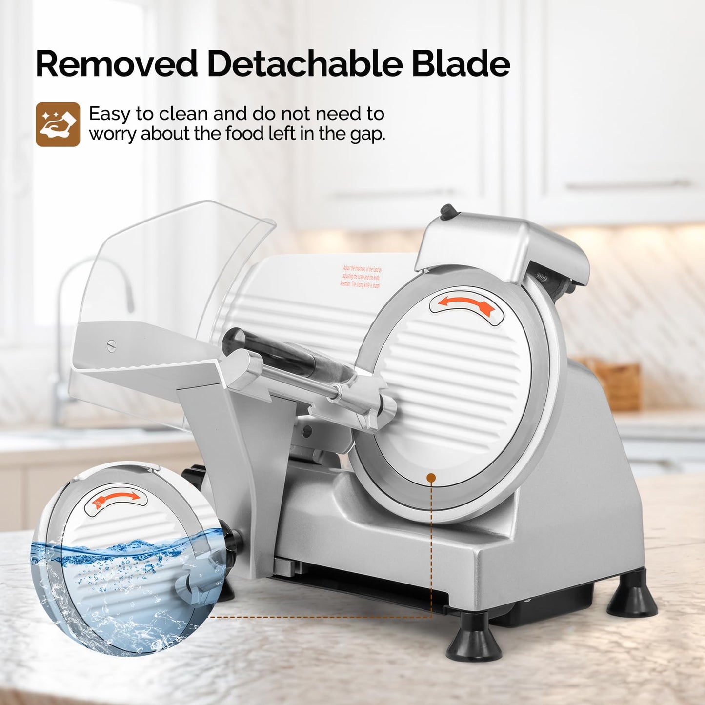 ROVSUN 210W Commercial Meat Slicer, 8 inch Electric Meat Slicer Machine with Adjustable Thickness(0-13mm), Frozen Meat Deli Cheese Food Slicer with Upgraded Carbon Steel Blade for Home and Commercial