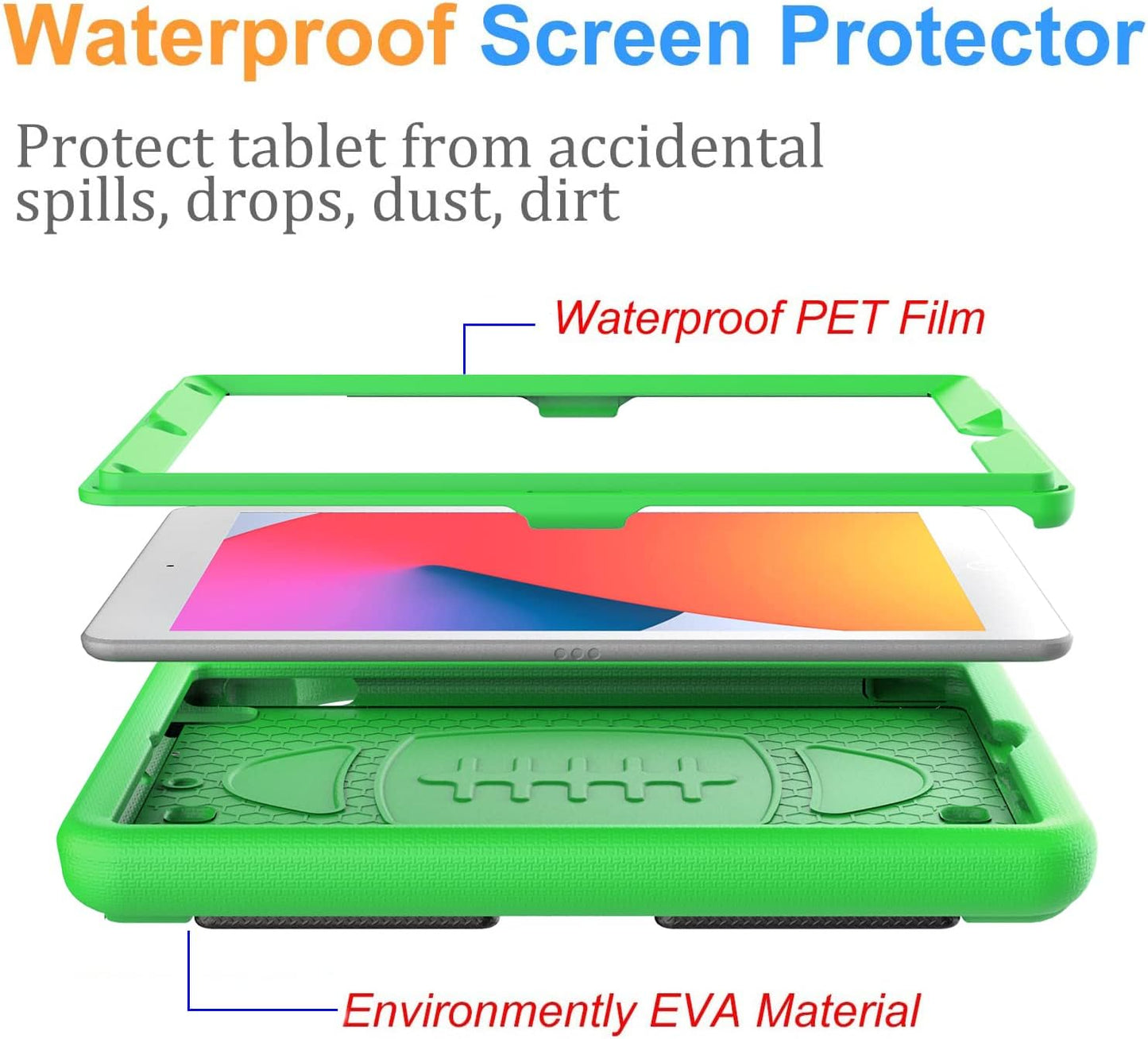 BMOUO 9th/8th/7th 10.2" 2021/2020/2019, Kids Case for iPad Generation, with Built-in Screen Protector, Shockproof