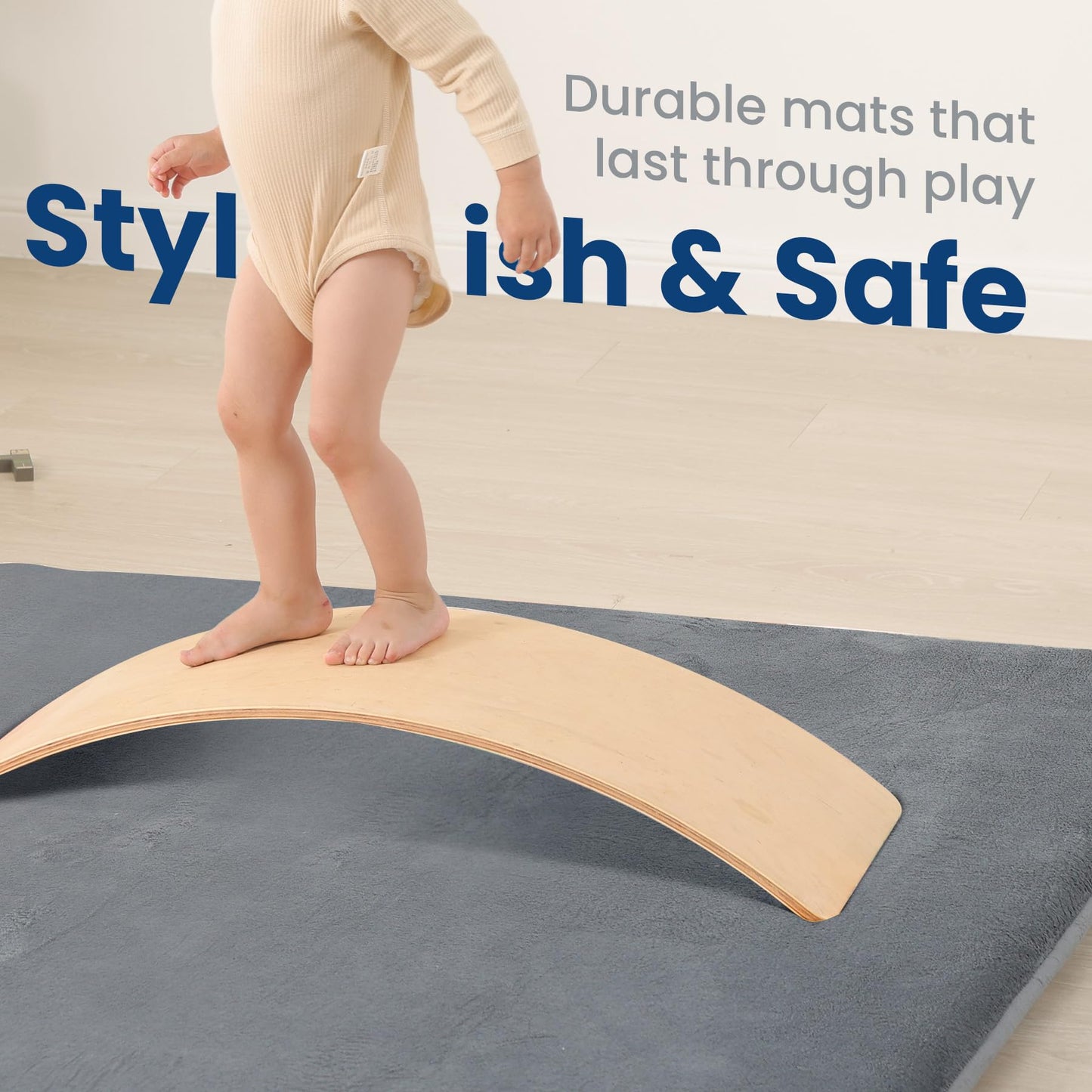 Huloo Sleep Baby Play Mat for Floor,1.3" Thick Elasti-Foam 74"×50" Playpen Mat, Non-Toxic Certified Water-Repellent Coral Velvet, Non-Slip Safe Crawling Mat for Tummy Time, Toddler & Infant (Dark Grey)