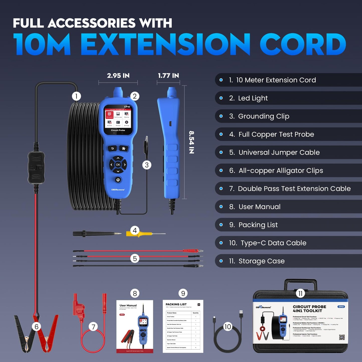 Automotive Circuit Probe Tester Kit All-in-One, 12 24V DC Car Circuit Tester Digital Multimeter Oscilloscope Fuel Injector Battery Tester, Auto Short Circuit Finder Resistance Relay Diode Fuse Tester