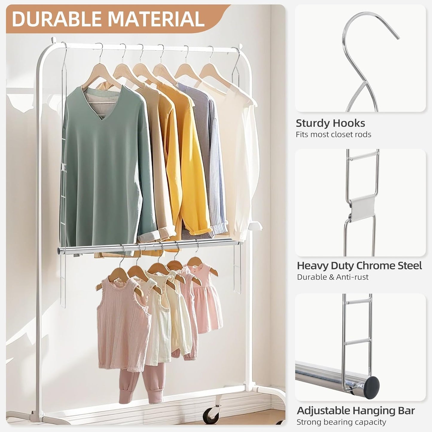 Storage Maniac Adjustable Closet Hanging Rod - Space-Saving Organizer | 2 Pack Chrome