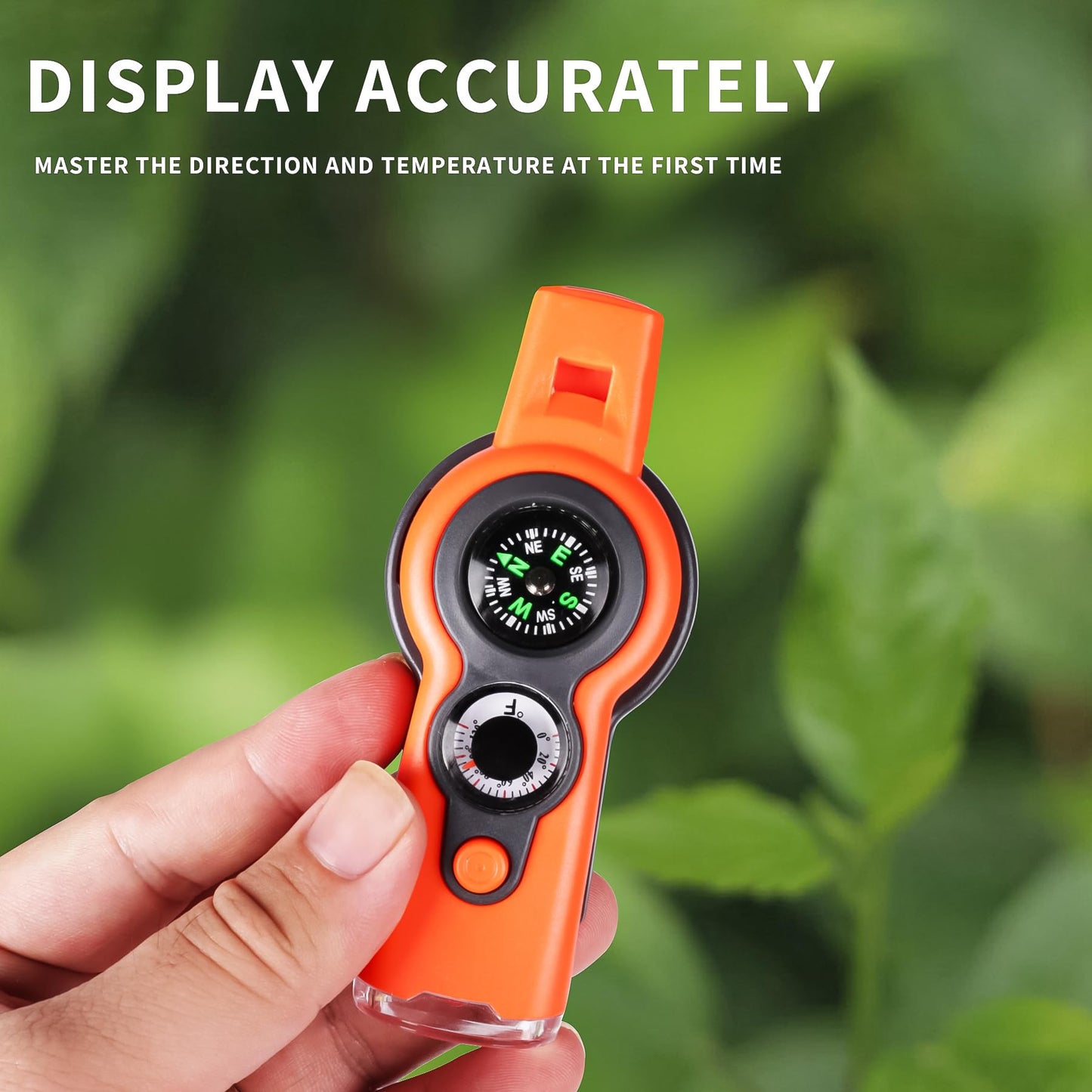 Emergency Survival Function Whistle, Outdoor Multifunctional Tool Safety Whistle with Lanyard, Ideal for Kayaking, Boating, Hiking, Camping, Climbing, Hunting, Fishing, Rescue Signaling(Orange)