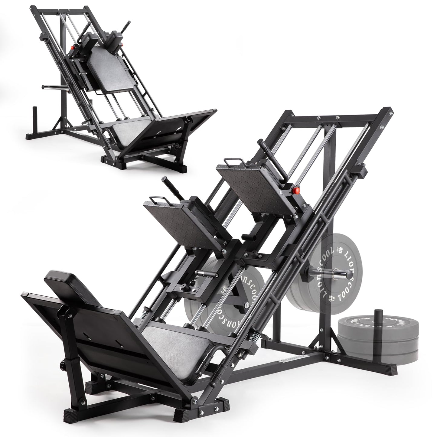 LIONSCOOL Upgraded 3-in-1 Leg Press Hack Squat Machine with Weight Storage, Professional Adjustable Iso-Lateral Trainer with Linear Bearing for Home Gym Lower Body Strength Training