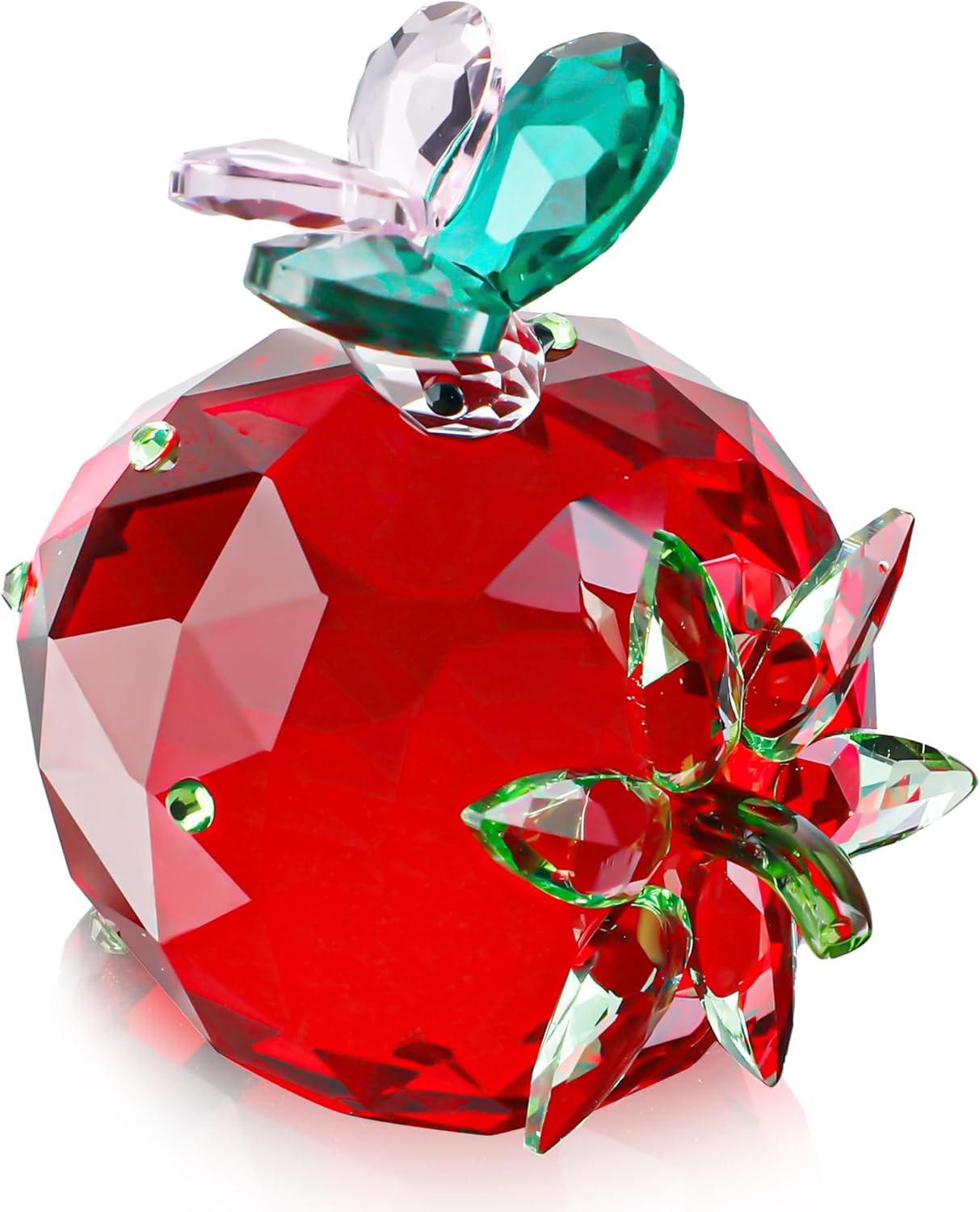 QFkris Crystal Strawberry Figurine - Mini Glass Art Collectible | Perfect Gift for Home Decor & Birthdays