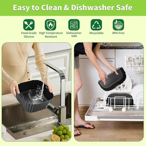 Chefman Air Fryer Silicone Liners - Reusable 3-Pack Baking Accessories for 8QT to 10QT Air Fryers