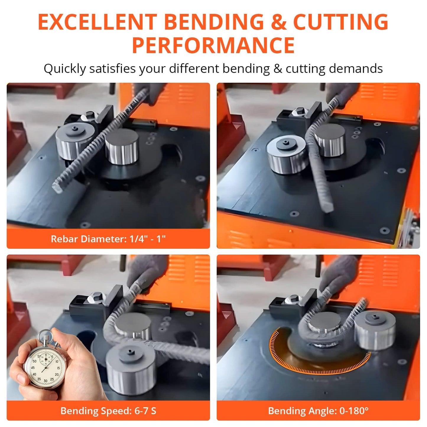 3000W Electric Rebar Bender, High-Speed 6-7 Seconds Bending Machine, Accurate 0-180° Portable Rebar Bender Tool for 1/4 to 1.3 Inch Steel Bar with Foot Pedal
