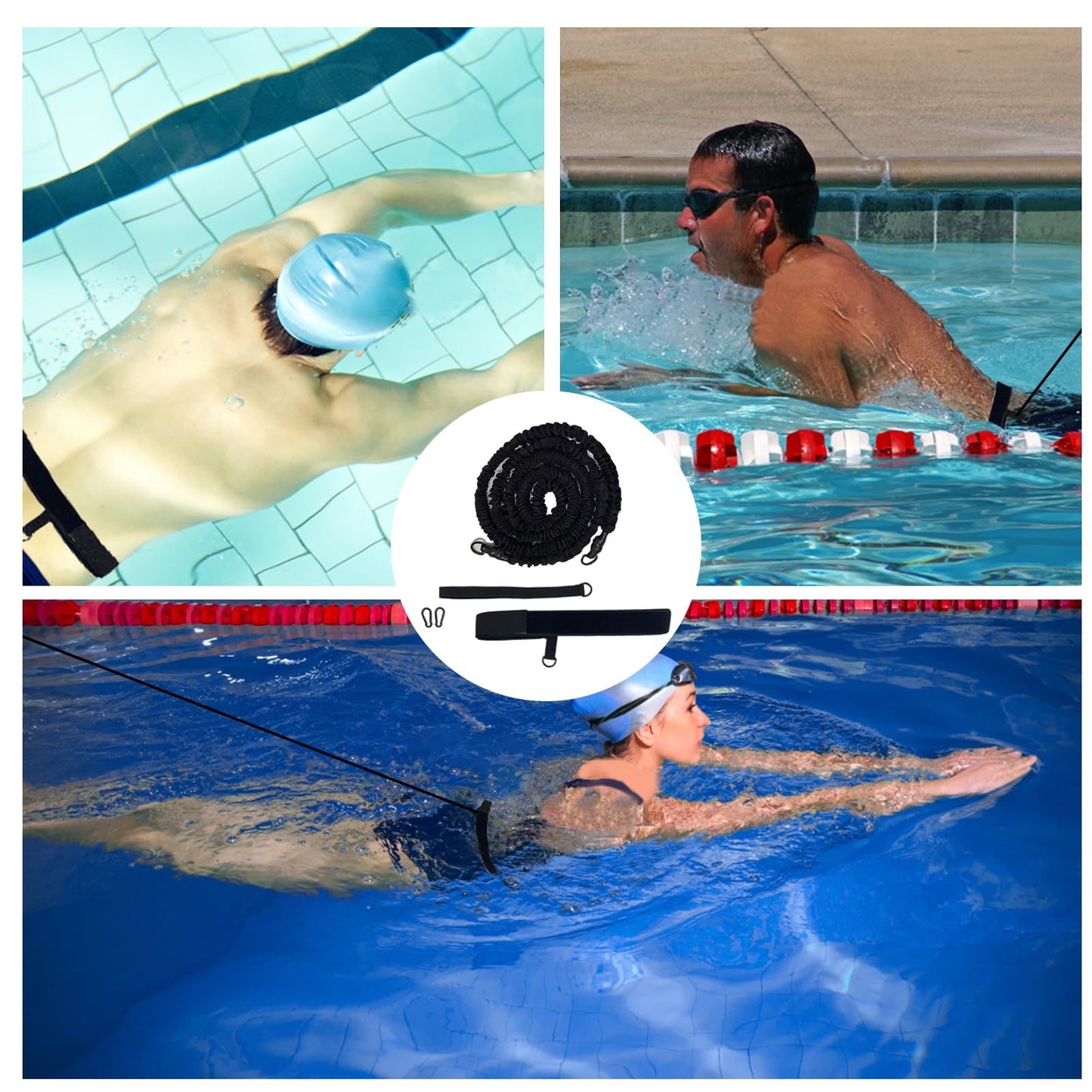 Ycendelion Swim Training Equipment, Pool Tether Aquatic Belt Exercise Resistance Band for Men and Women Improve Strength Power Agility