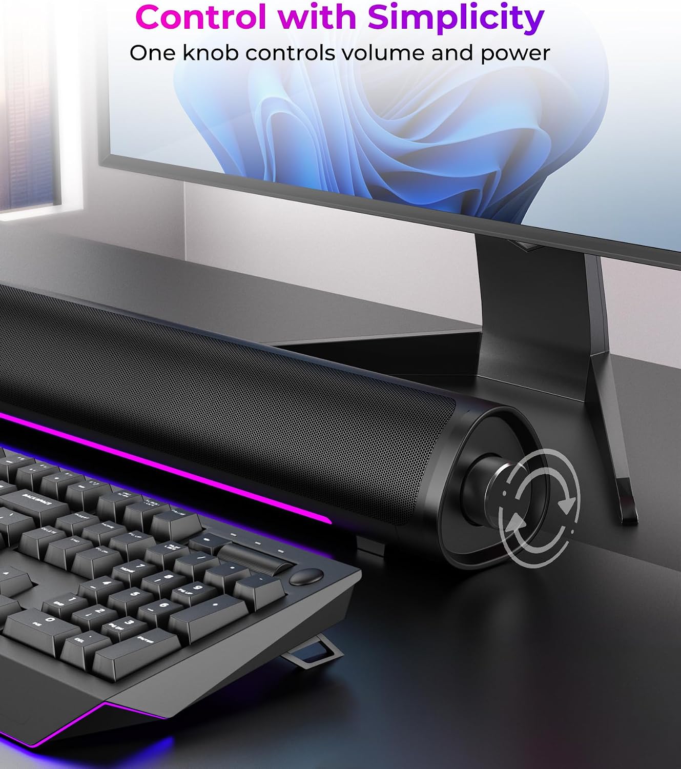 Auphyra 3.5mm Computer Speakers for Desktop PC, Gaming PC Sound Bar, Plug and Play - USB Power with Audio, RGB Gradient