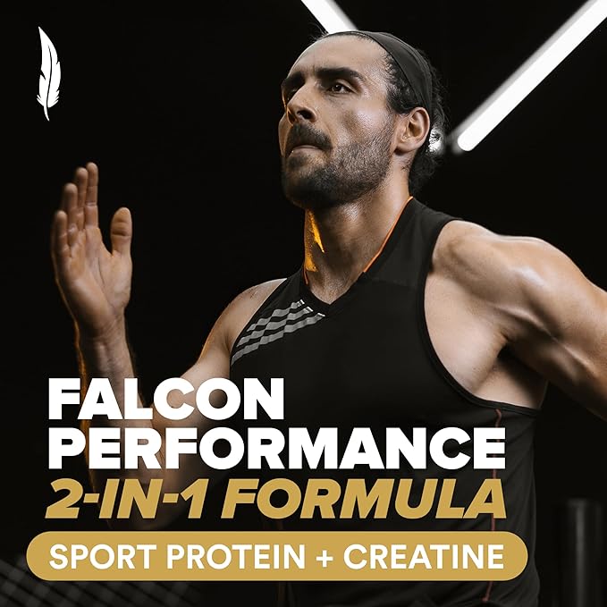 Falcon Performance Vegan Protein Powder, 31g Protein, 5g Creatine, 5g BCAA, Probiotics, Electrolytes, Pre Workout, Low Carb, Sugar Free & Dairy Free, Plant Based Vanilla Protein -19 Servings