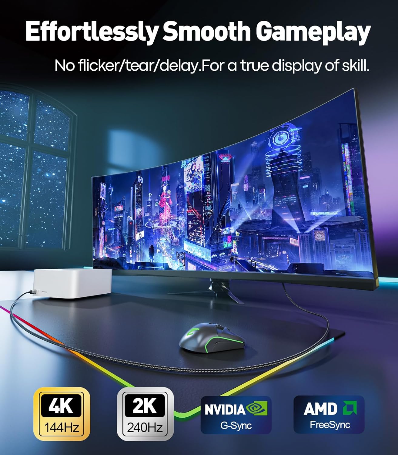 UANTIN 2.1 8K@60Hz, 4K@144Hz/120Hz, 48Gbps, HDCP2.3, 3/4/5 16, 6FT USB C to HDMI Cable Dynamic HDR, Type C to HDMI