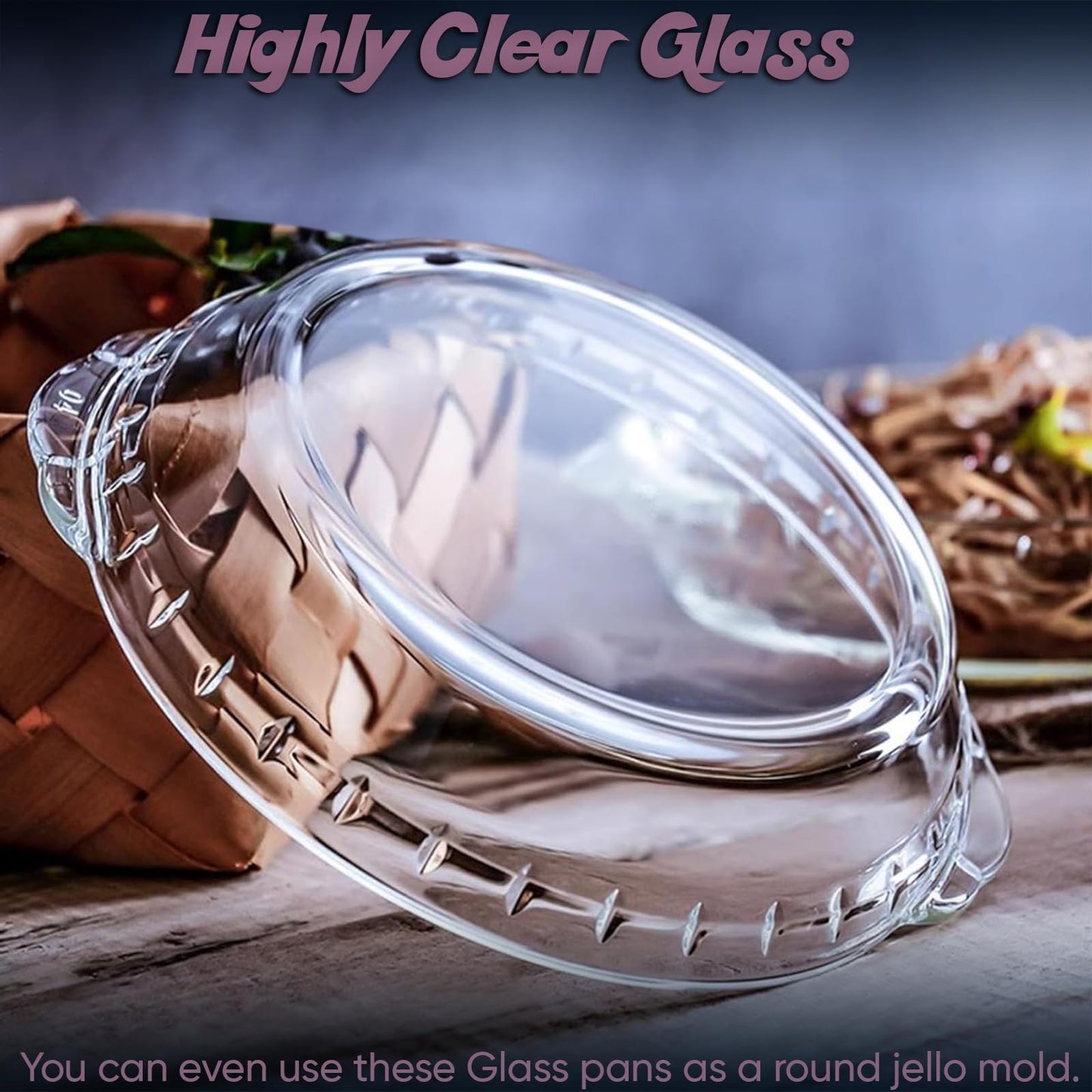 Home-X Set of 2 Glass Pie Plates - 7” Baking Dishes with Handles - Durable, Compact, Oven & Freezer Safe Kitchen Accessories - Glass Pie Dishes for Baking Quiches, Tarts, Desserts & Salads