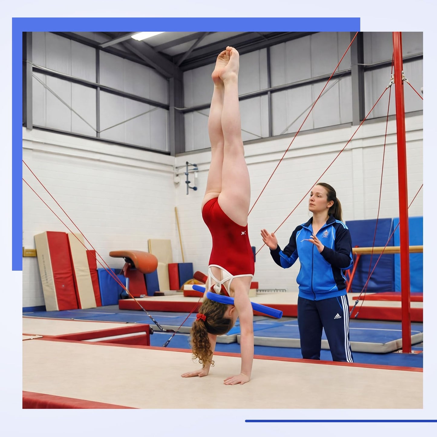 Teyva Daily 26" Gymnastics Open Shoulder Trainer, Professional Shoulder Flexibility Trainer for Gymnasts, Cheerleading & Handstand Training, Thoracic Mobility & Posture Corrector Equipment(Blue)