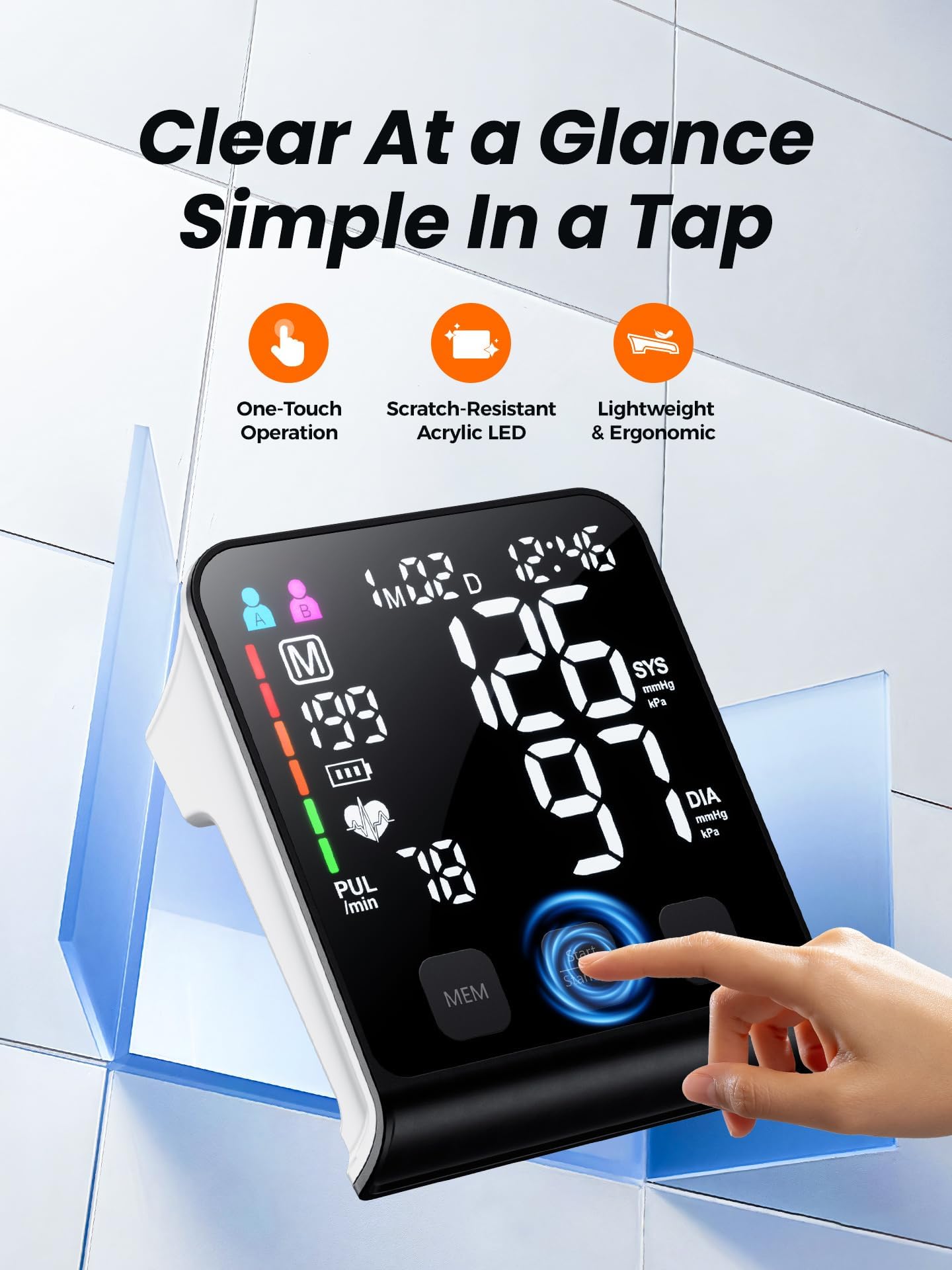 WAMELPRI FDA-Cleared Blood Pressure Monitor, FSA&HSA Eligible Home & Travel BP Machine, Adjustable Wide-Range Cuff for Seniors & Pregnancy, Stores Previous Readings, Accurate Daily Health Tracking