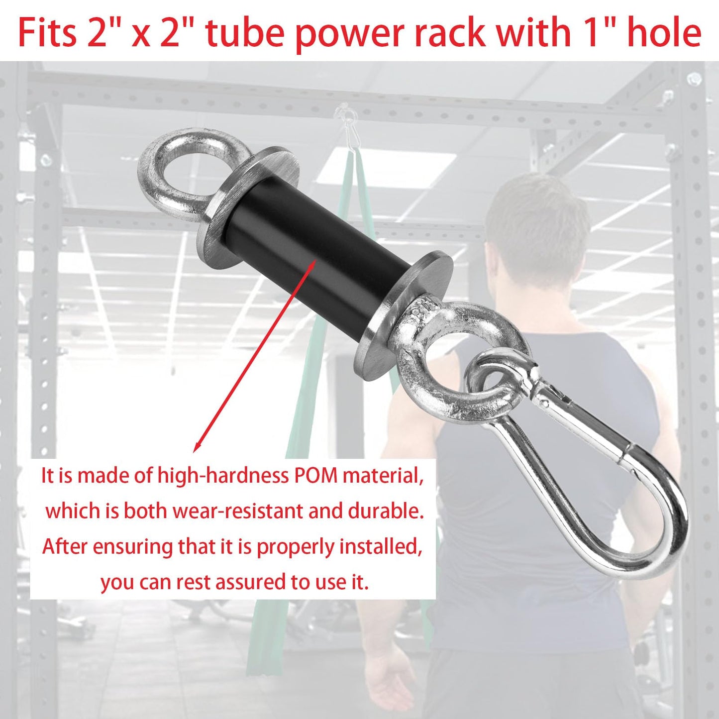 Ertuohg 2PCS Power Rack Attachments, Heavy Duty Squat Rack Attachments, Power Rack Shackle Band Attachment for Strength Training, Resistance Band Accessories Fits 1" Holes