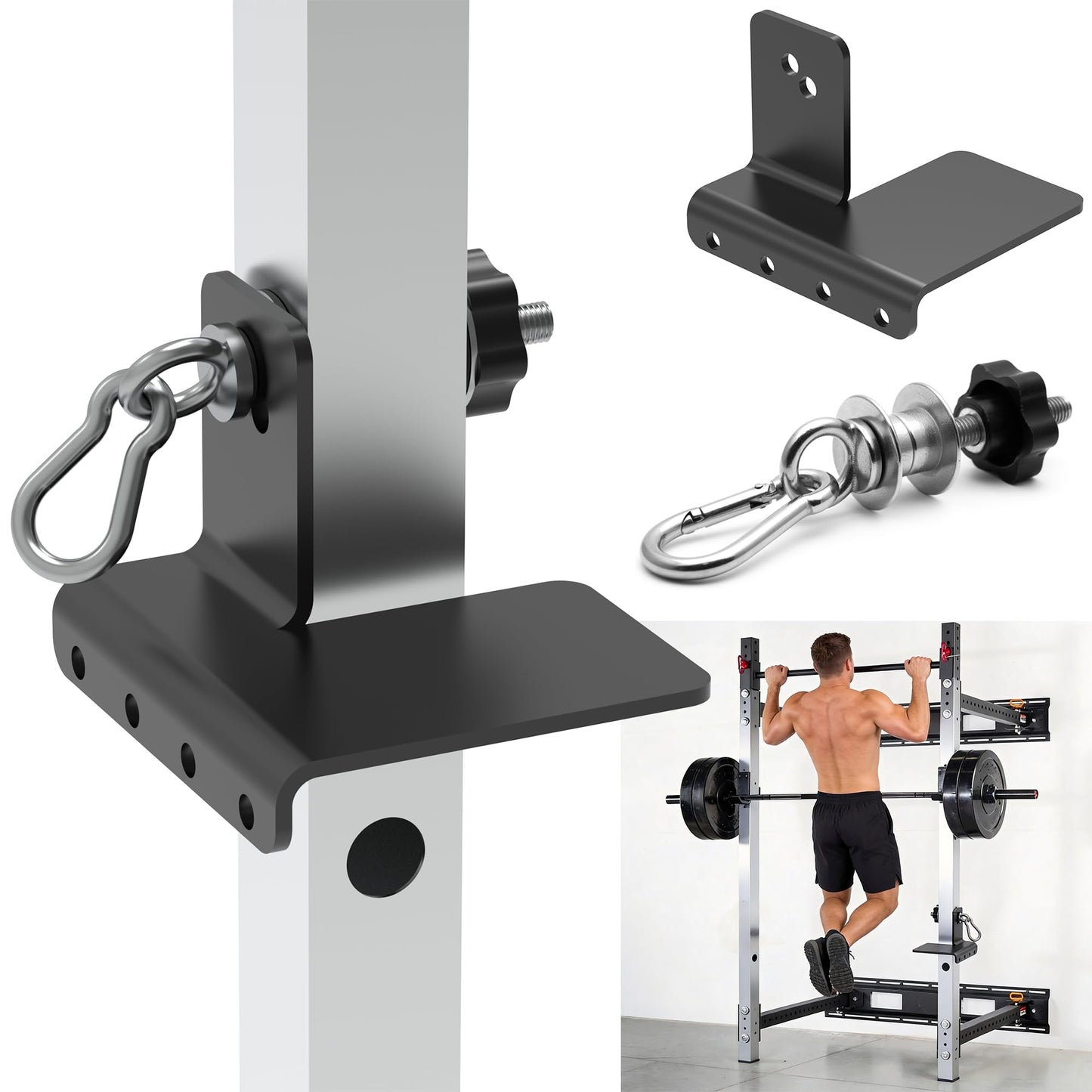 Vatemechie Heavy-Duty Power Rack Attachments, Quick-Install Home Gym Accessories for 2x2, 2x3 & 3x3 Power Racks, Fits 1/2", 5/8" & 1" Holes (Step Plates for Power Cages)