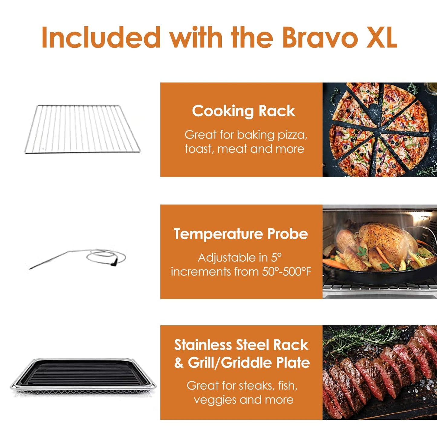 NUWAVE Bravo XL Air Fryer Convection Toaster Oven Countertop, 112-in-1 Smart Grill Combo with Original Flavors & Marks, Adjustable Heating Zones for Pizza, Roast, Bake, 50-500°F, Stainless Steel, 30QT
