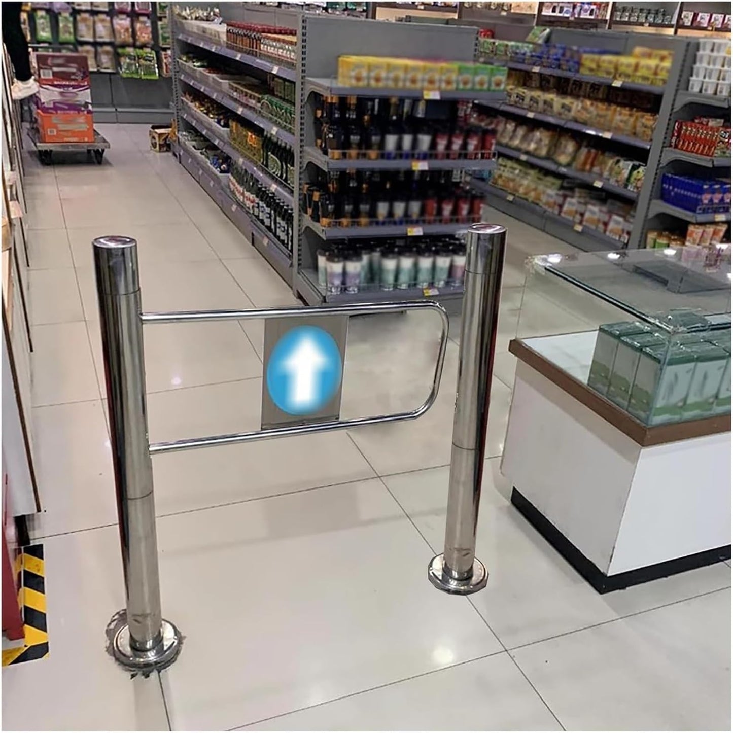 Universal Metal Pivot Gate – Automatic Spring-Loaded One-Way Security Turnstile for Supermarkets & Libraries – Right-Handed Entry, 70 x 100 cm, Durable Access Control Solution