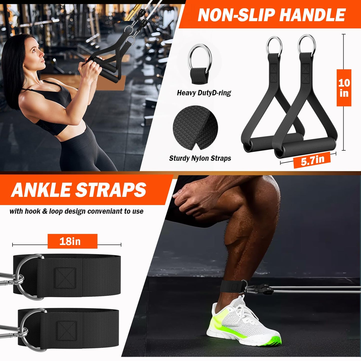 WHATAFIT Resistance Bands, Exercise Bands，Resistance Bands for Working Out, Work Out Bands with Handles for Men and Women Fitness, Strength Training Home Gym Equipment