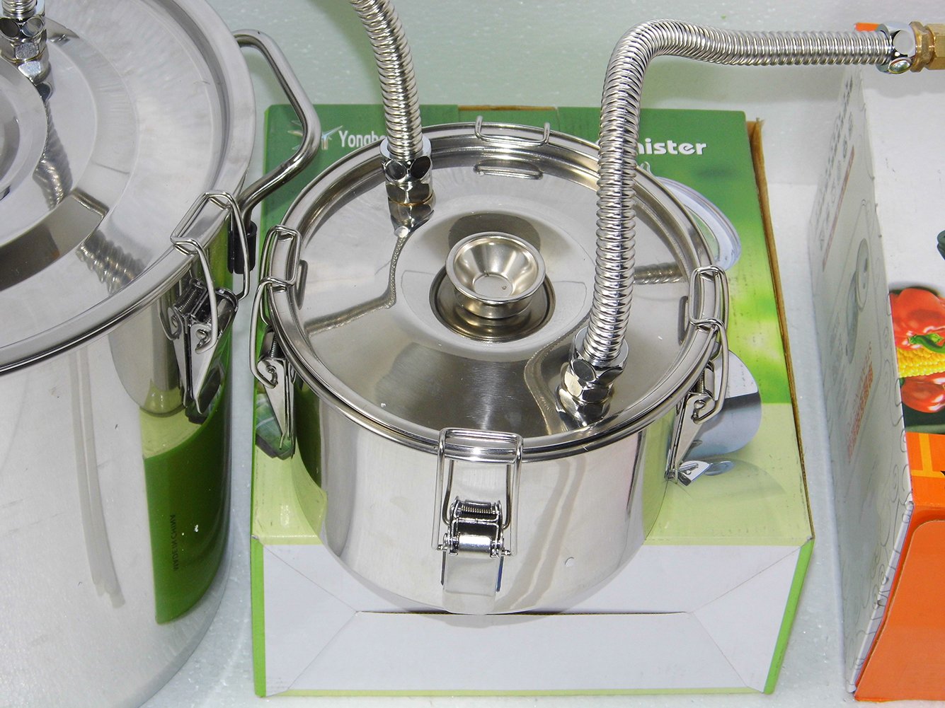 OLizee 3 Pots 5 Gal Stainless Steel Water Alcohol Distiller Copper Tube 18L Boiler Home Wine Making Kit