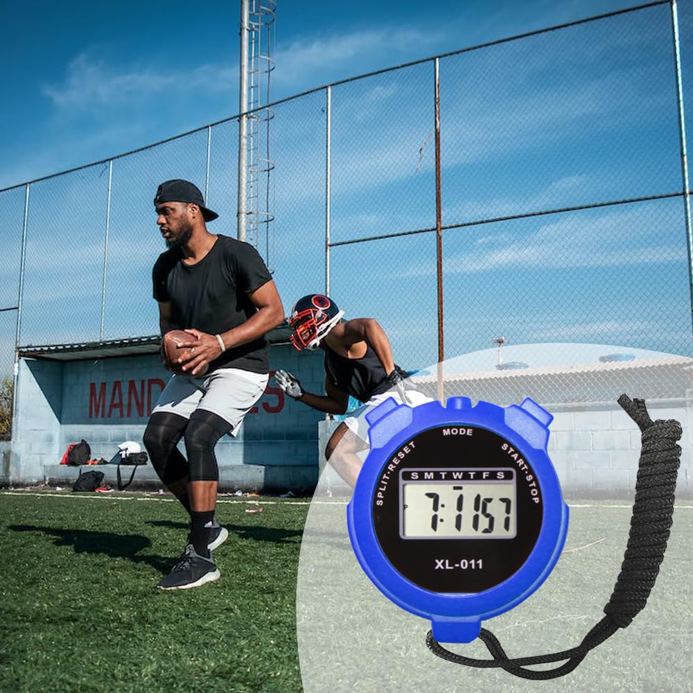 6-Pack Multi-Function Electronic Digital Sport Stopwatch Timer, Large Display with Date Time and Alarm Function, Sports Coaches Fitness Coaches and Referees (Blue)
