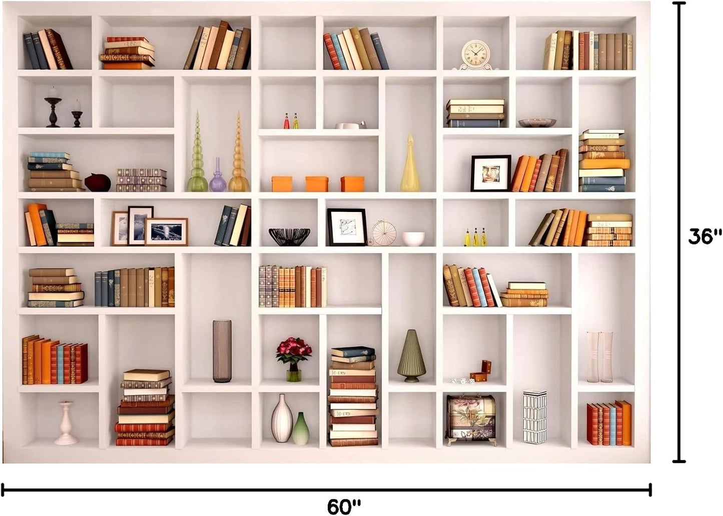 BELECO 5x3ft Fabric Modern White Bookshelf Photography Backdrop Books Office Bookcase Background Poster Home Office