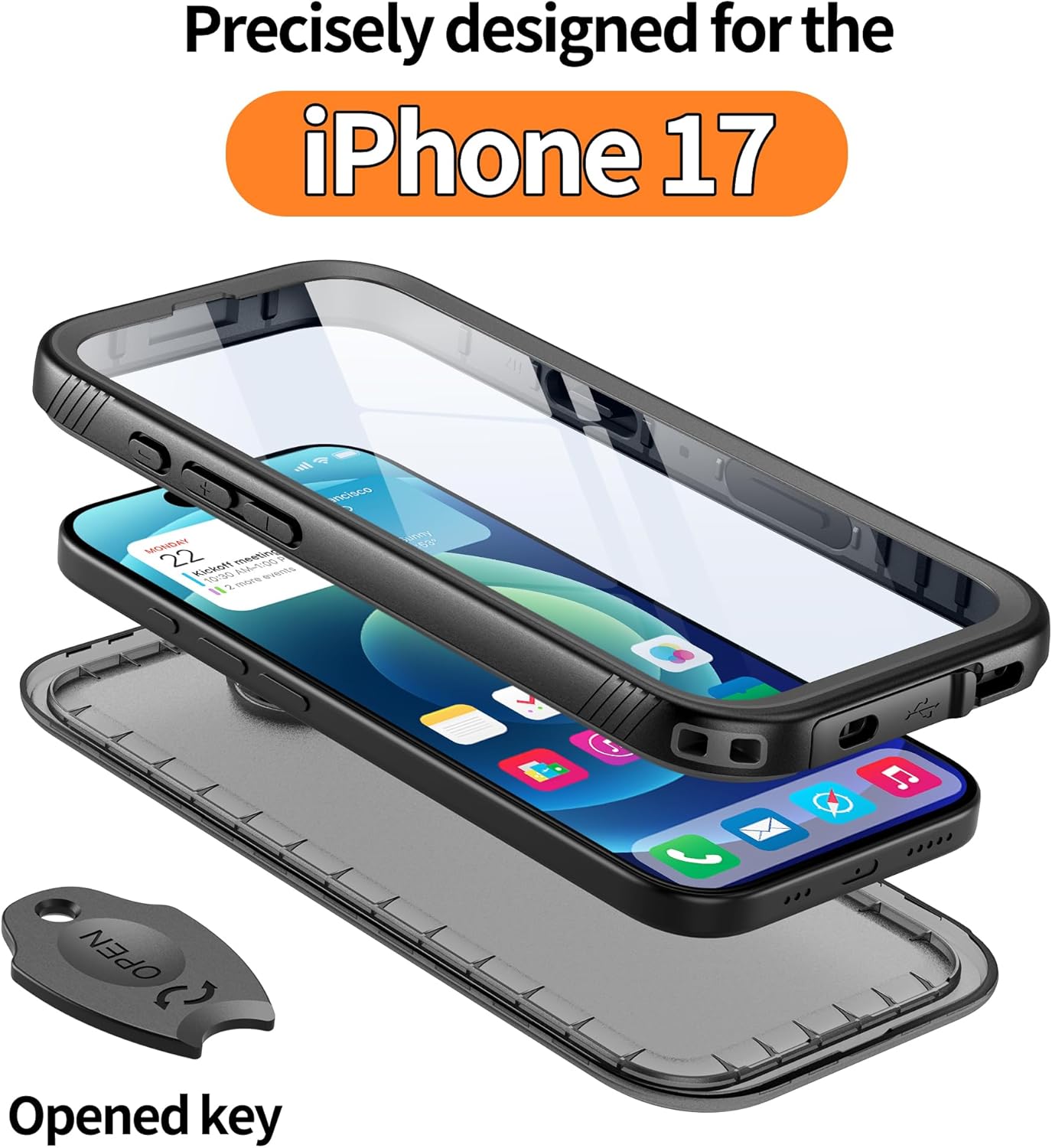 Cozycase 17 360 IP68 TOP Waterproof Case for iPhone - Military Heavy Duty Shockproof Full Body with Screen Camera