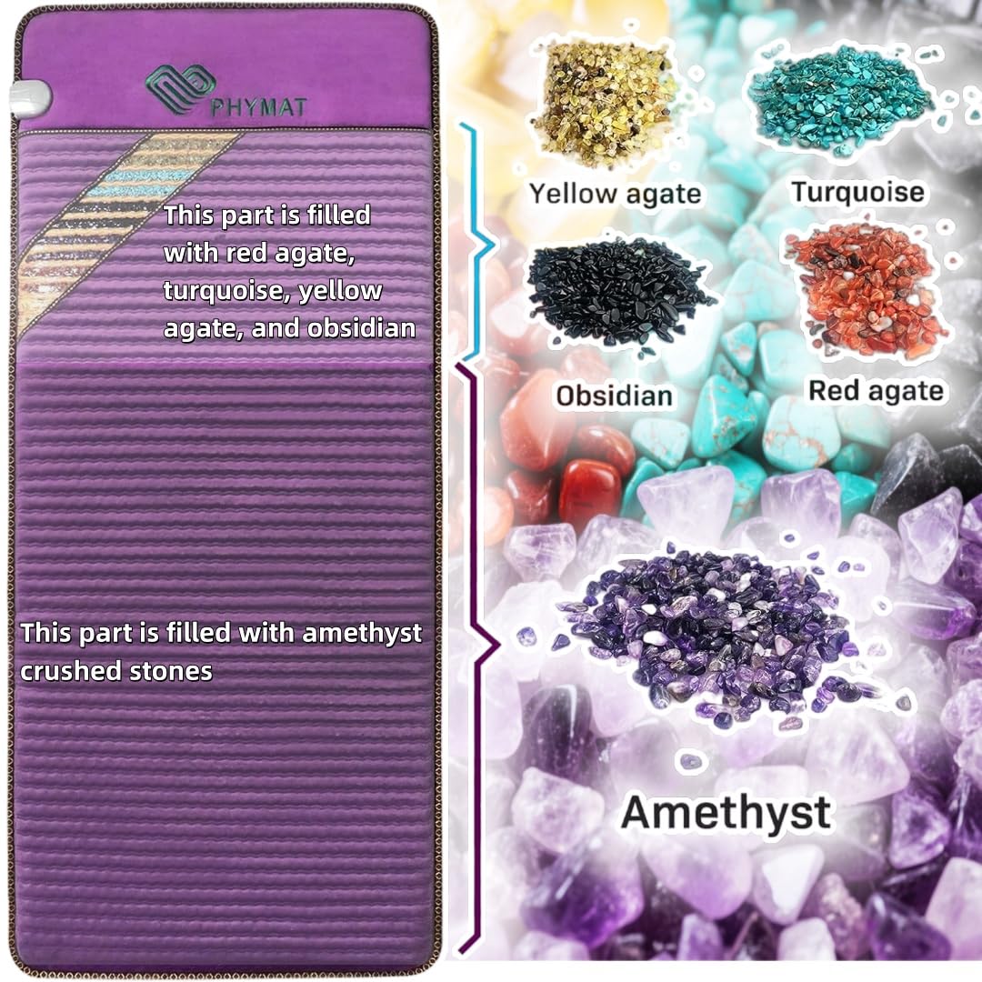PHYMAT Far Infrared Amethyst Heating Pad (70"x31")- 5 Color Natural Crystal Heating Mat - Amethyst Full Body Infrared Mat - Bio Amethyst Mat with Auto Shut Off - Overheat Protection,Smart Control