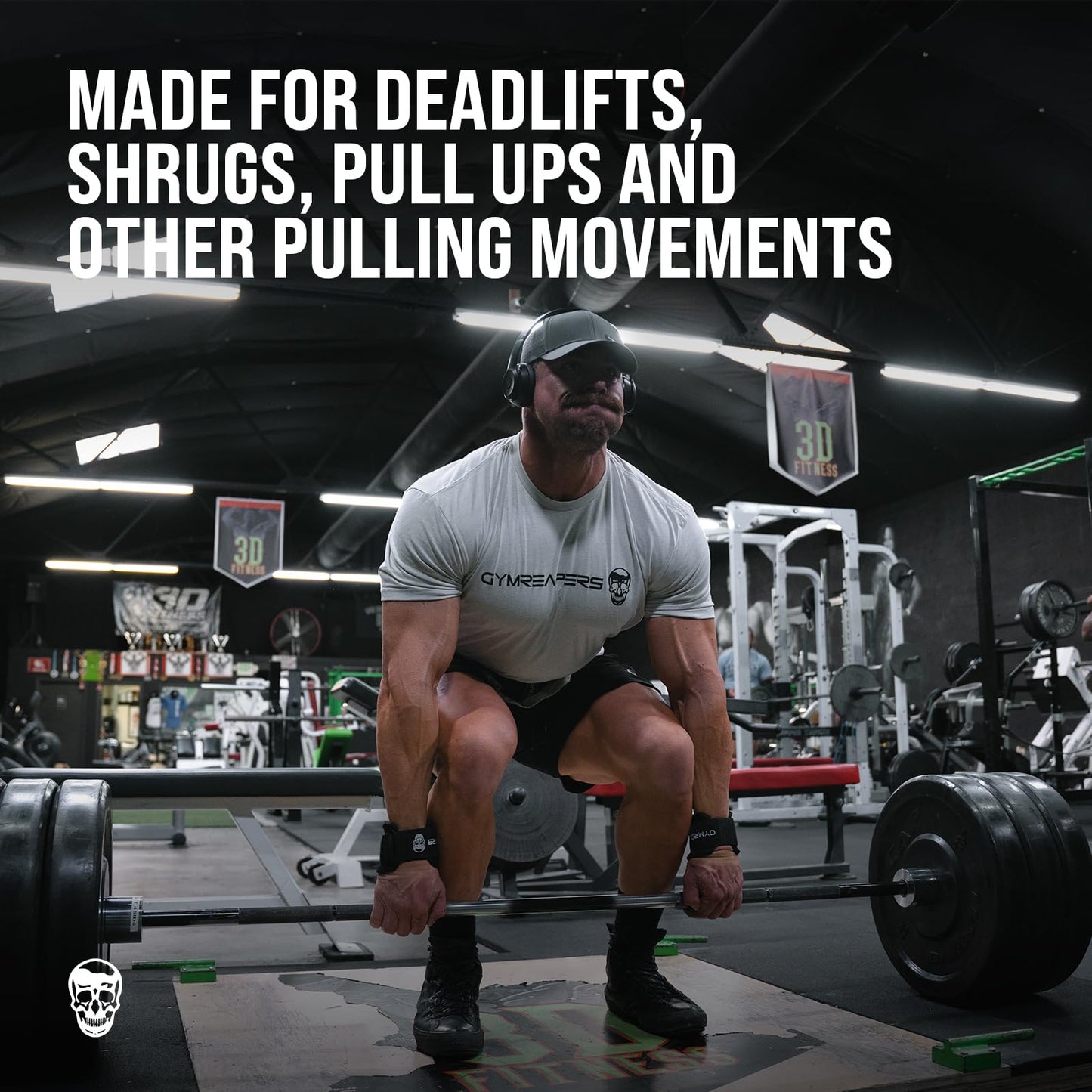 Gymreapers Weight Lifting Hooks (Pair), Heavy Duty Power Wrist Straps Hand Grip Support For Deadlifts, Pull Ups, Shrugs - Gym Gloves For Men and Women (Black)